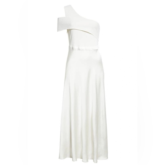 ✨TED BAKER✨ Ivena Asymmetric Knit Bodice Midi Dress - White - Picture 5 of 10